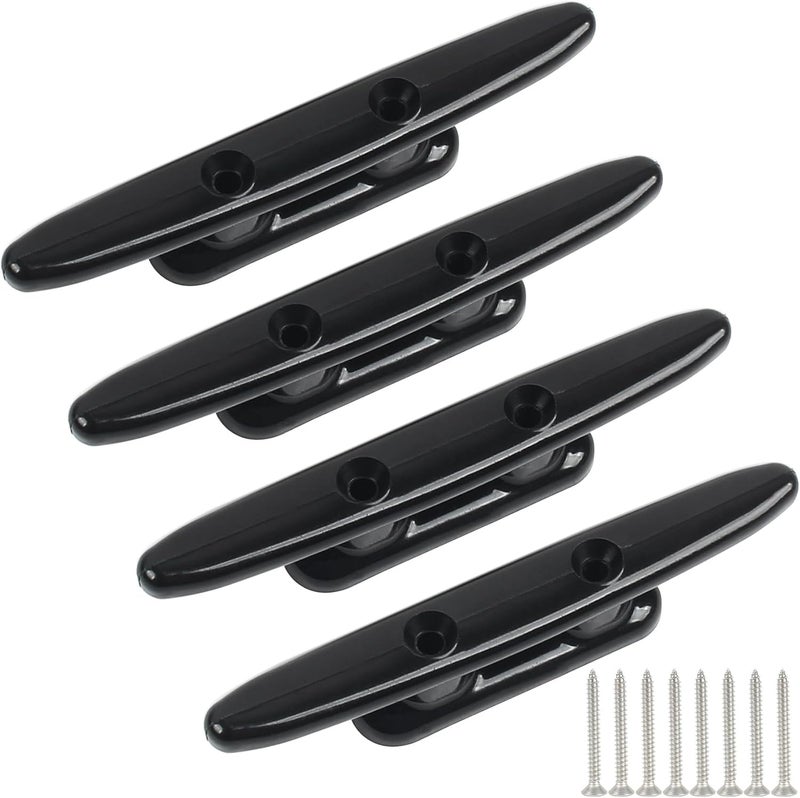 VEITHI Black Nylon Boat Cleat 4"/5"/6"/8", Dock Cleat with Hardware 4 Pack,Boat Dock Cleats Kayak Cleat Rope Cleat Used for Docking Boats, Canoe,Mooring,Maritime Decor,Dock Tie Down Cleats - Image 1
